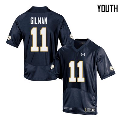 Notre Dame Fighting Irish Youth Alohi Gilman #11 Navy Under Armour Authentic Stitched College NCAA Football Jersey JIQ7299OH